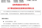天天吉时明日停牌！又一A股，筹划控制权变更